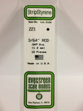 Evergreen Plastic 221 .047  Rod 3/64  (10)