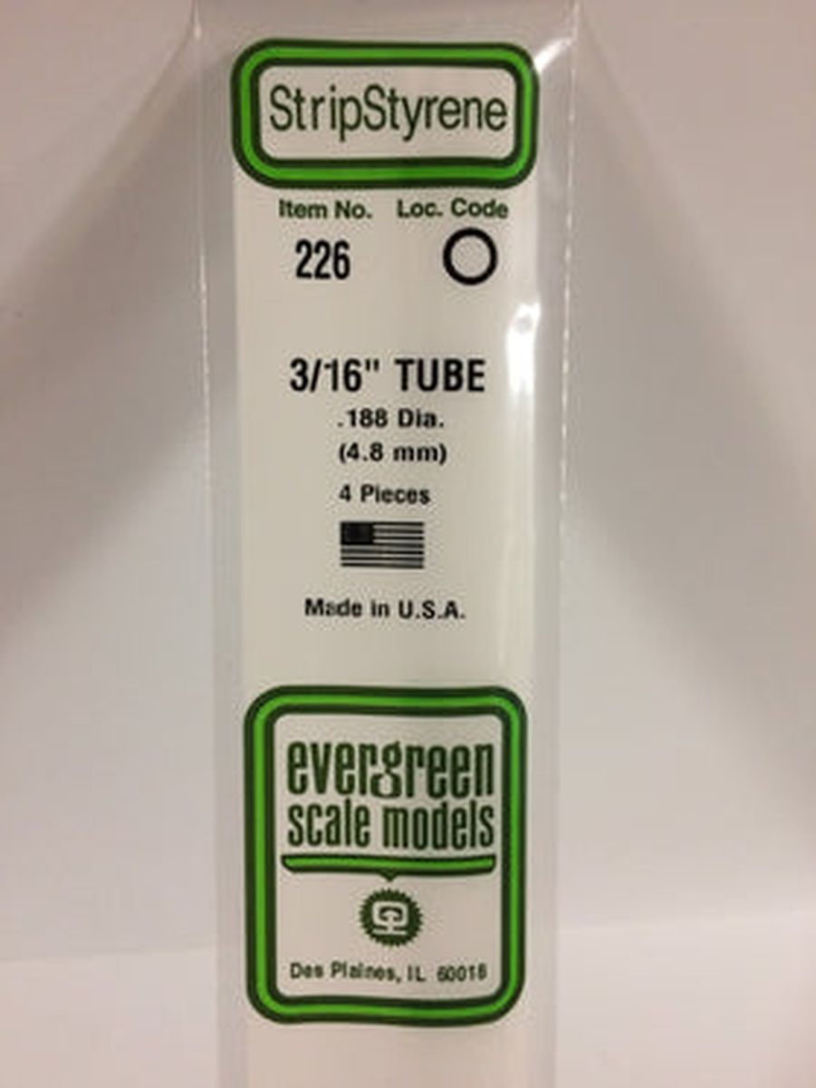 Evergreen Plastic 226 .187  Tube 3/16  (4)