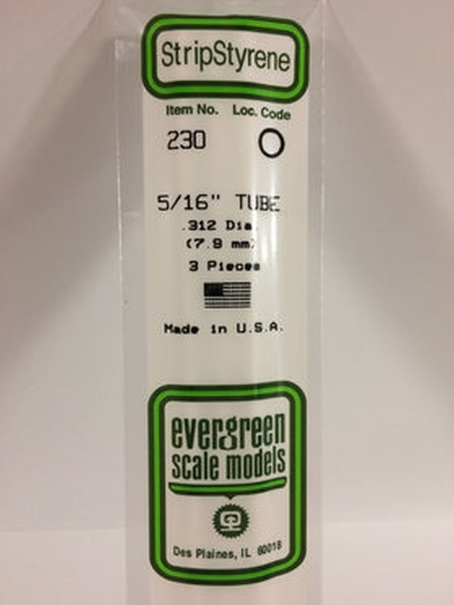 Evergreen Plastic 230 .312  Tube 5/16  (3)