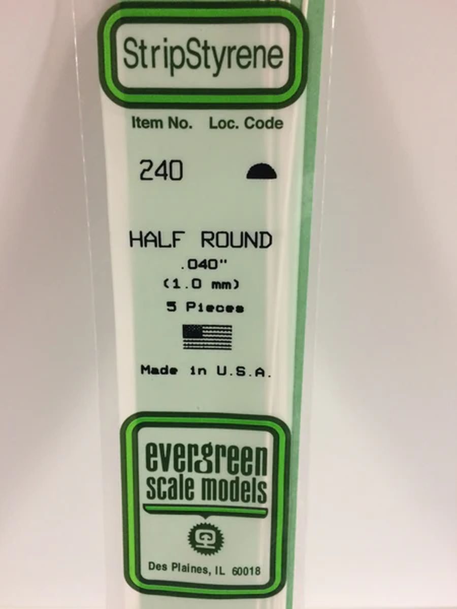 Evergreen Plastic 240 .040  Half Round (5)