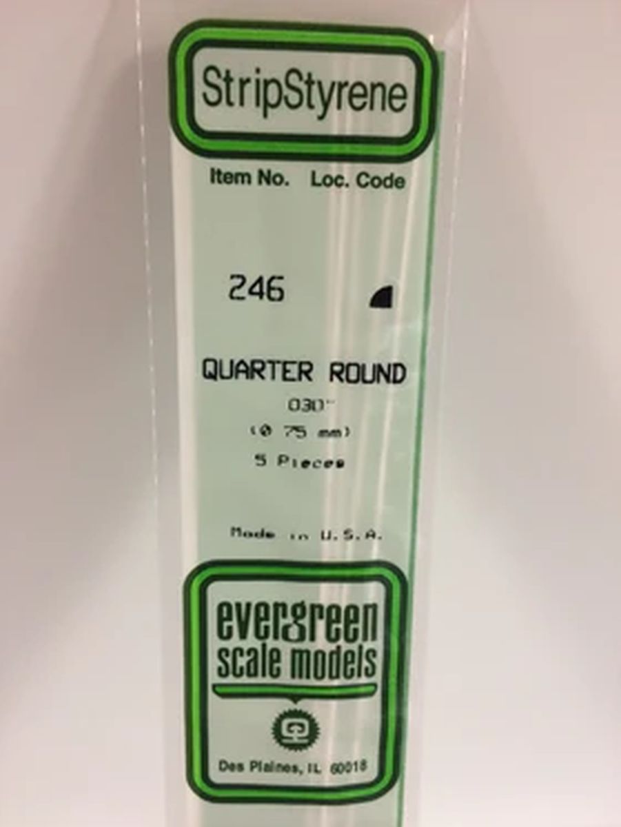 Evergreen Plastic 246 .030  Quarter Round (5)