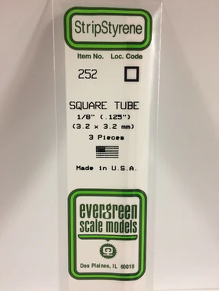 Evergreen Plastic 252 .125 (1/8 ) Sq. Tube (3)