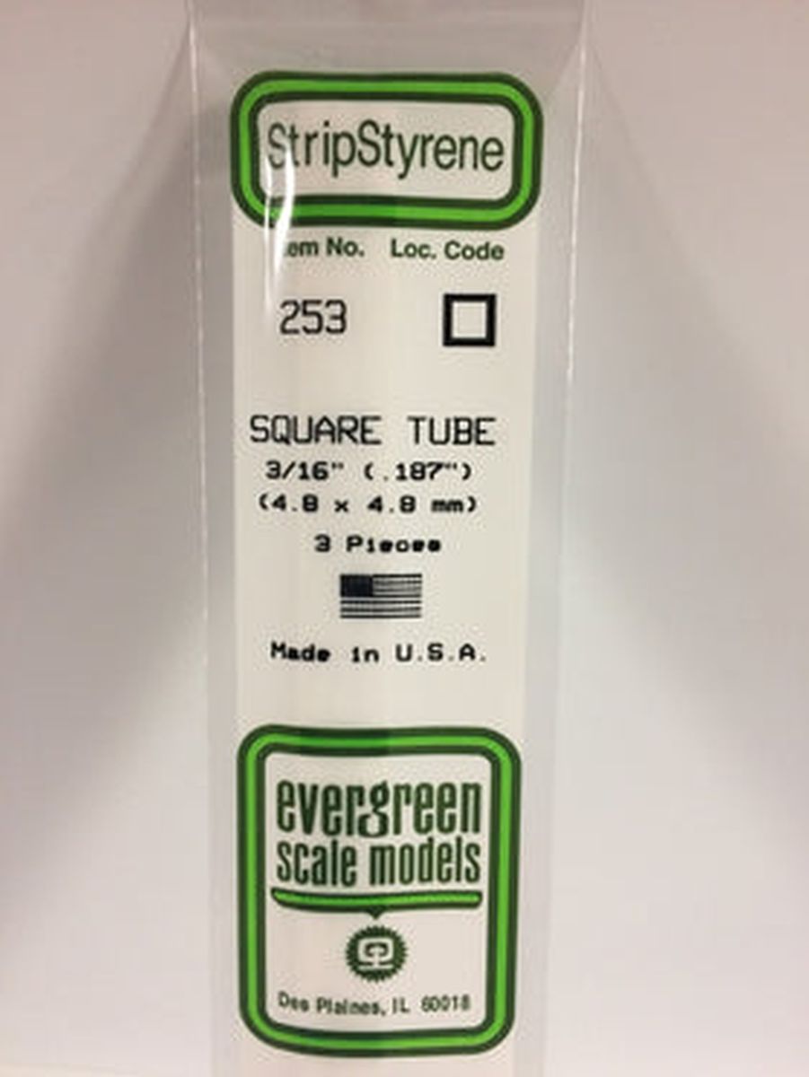 Evergreen Plastic 253 .188 (3/16 ) Sq. Tube (3)
