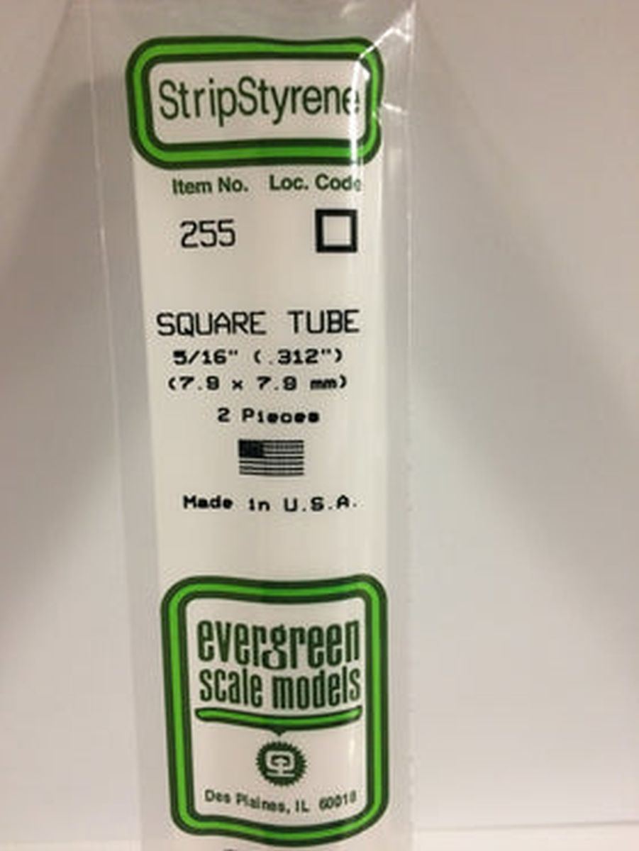 Evergreen Plastic 255 .312 (5/16 ) Sq. Tube (2)
