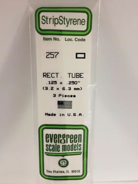 Evergreen Plastic 257 .125  x .250  Rect. Tube (3)