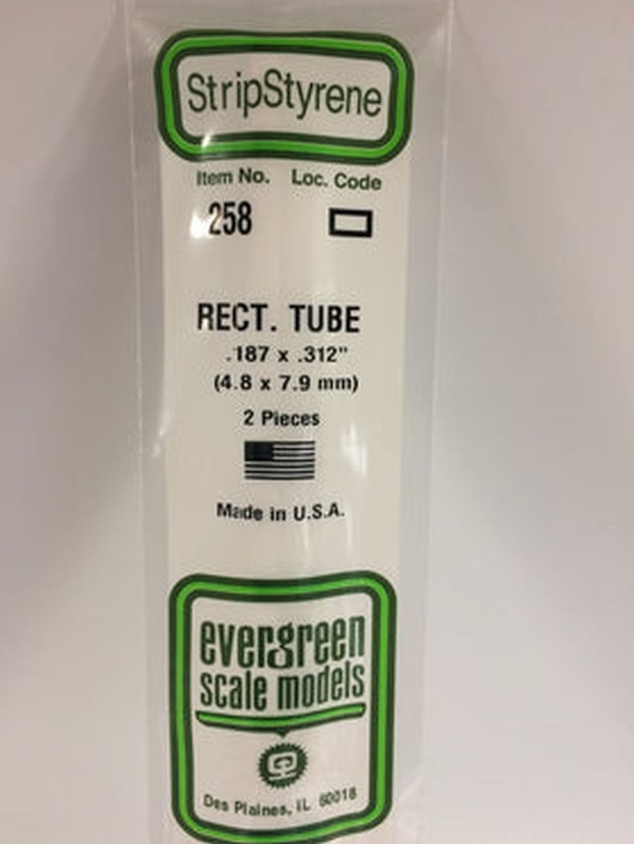 Evergreen Plastic 258 .187  x .312  Rect. Tube (2)