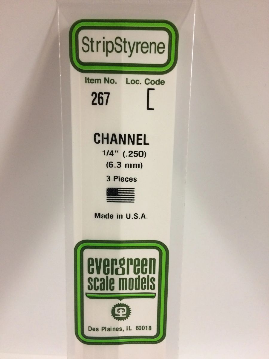 Evergreen Plastic 267 .250  (1/4) Channel (3)