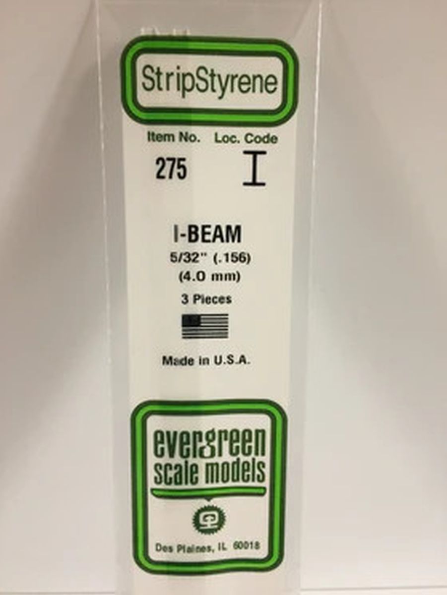 Evergreen Plastic 275 .156  (5/32 ) I-Beam (3)