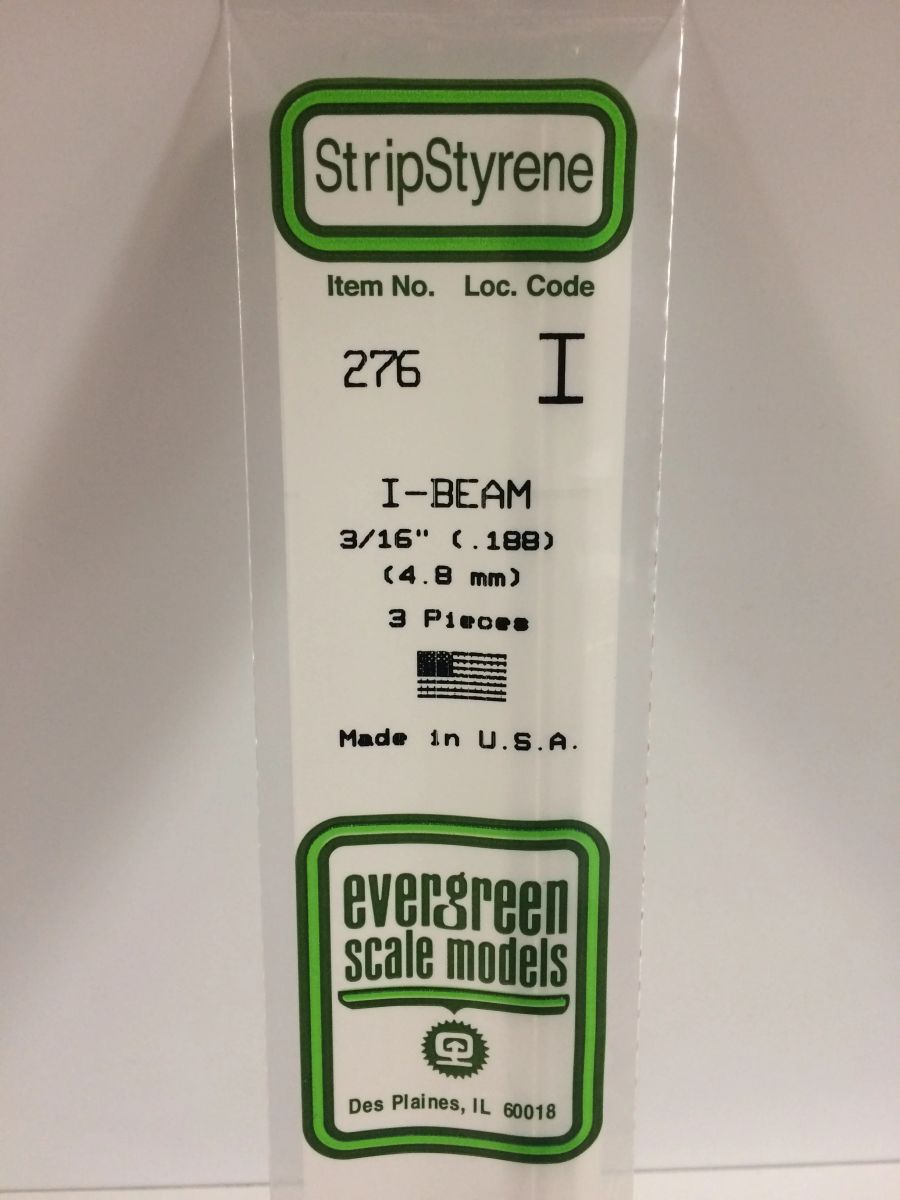 Evergreen Plastic 276 .188  (3/16 ) I-Beam (3)