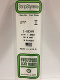 Evergreen Plastic 277 .250  (1/4 ) I-Beam (3)