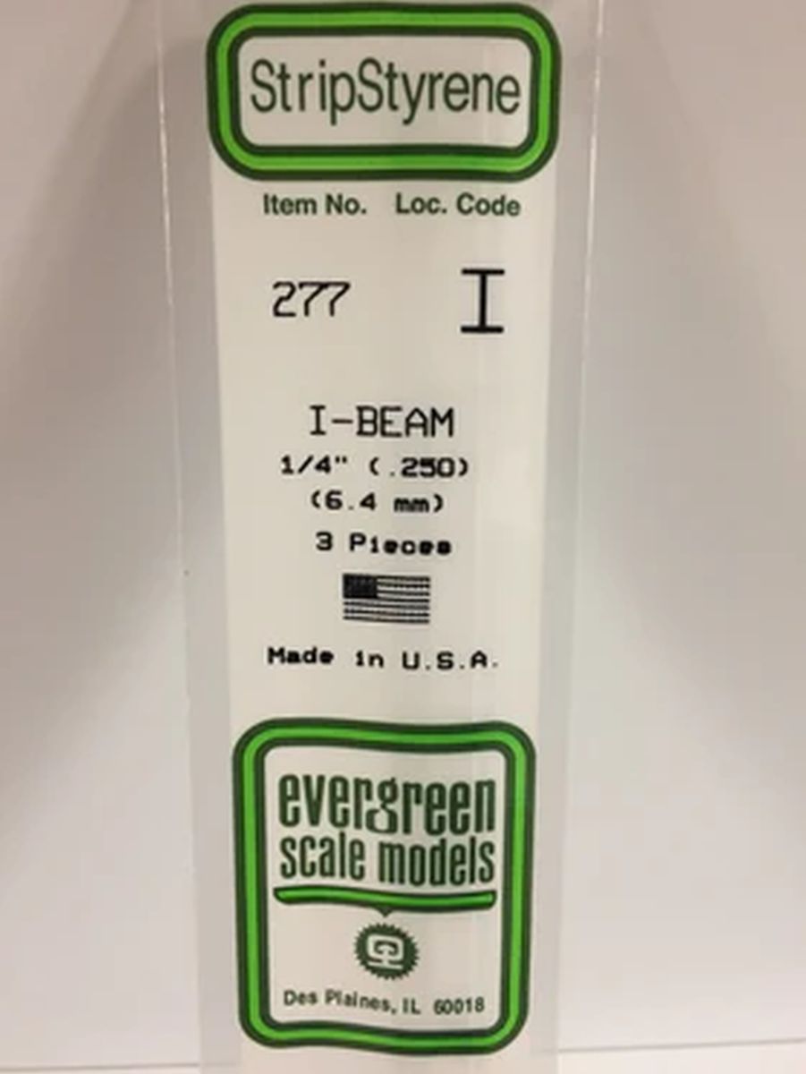 Evergreen Plastic 277 .250  (1/4 ) I-Beam (3)