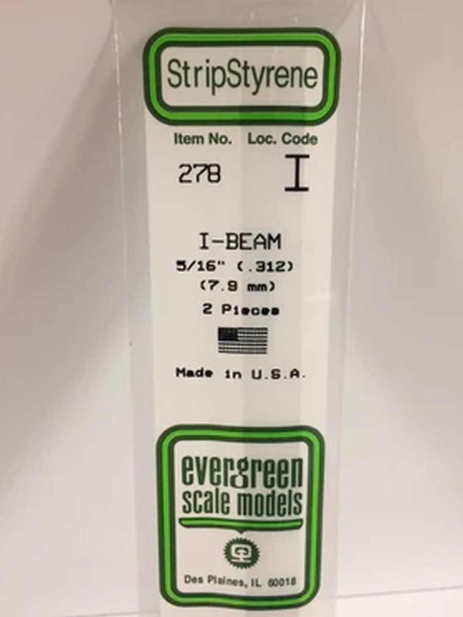 Evergreen Plastic 278 .312  (5/16 ) I-Beam (2)