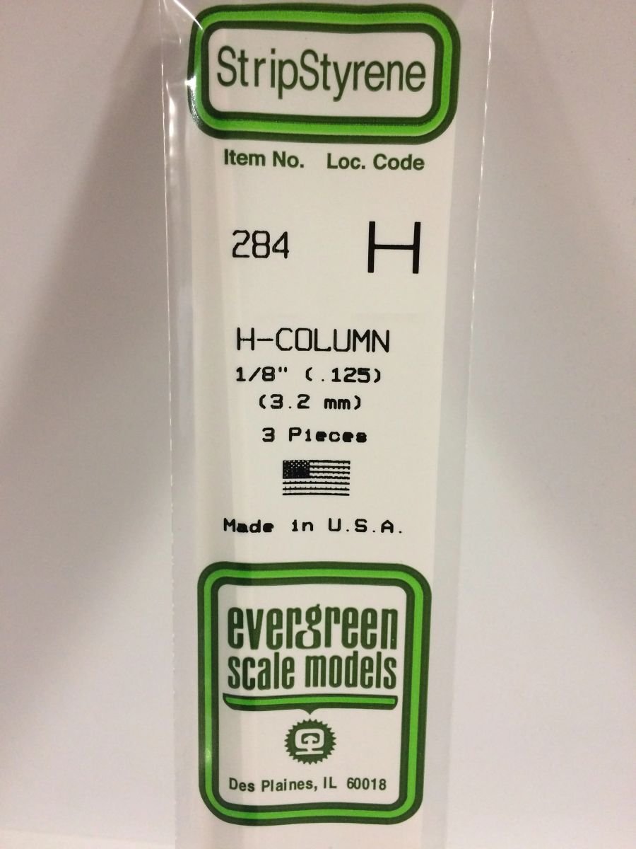 Evergreen Plastic 284 .125  H-Column 1/8 (3)