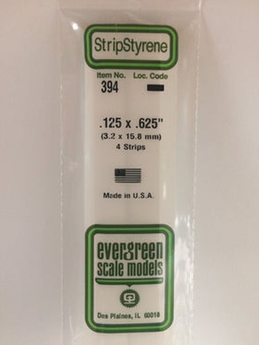 Evergreen Plastic 394 .125  x .625  (4)