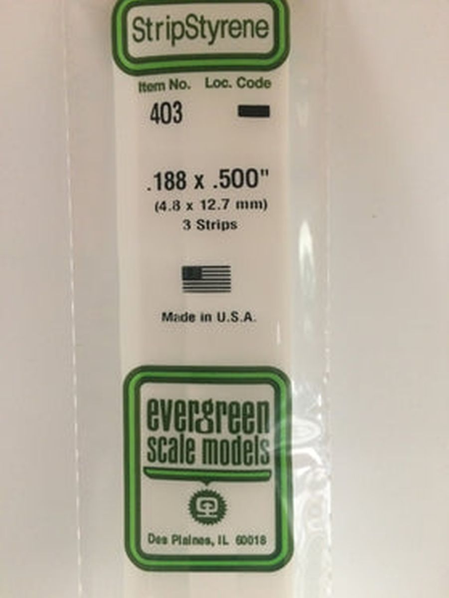 Evergreen Plastic 403 .188  x .500  (3)