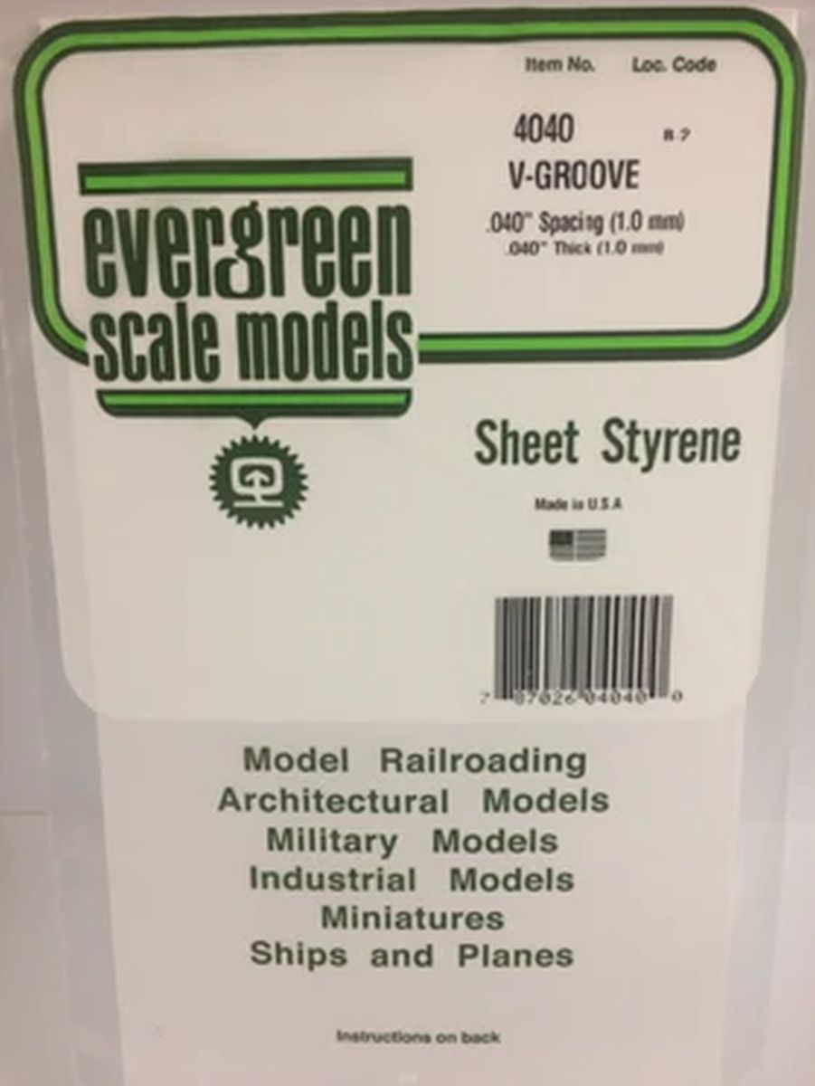 Evergreen Plastic 4040 V-Groove .040  sp