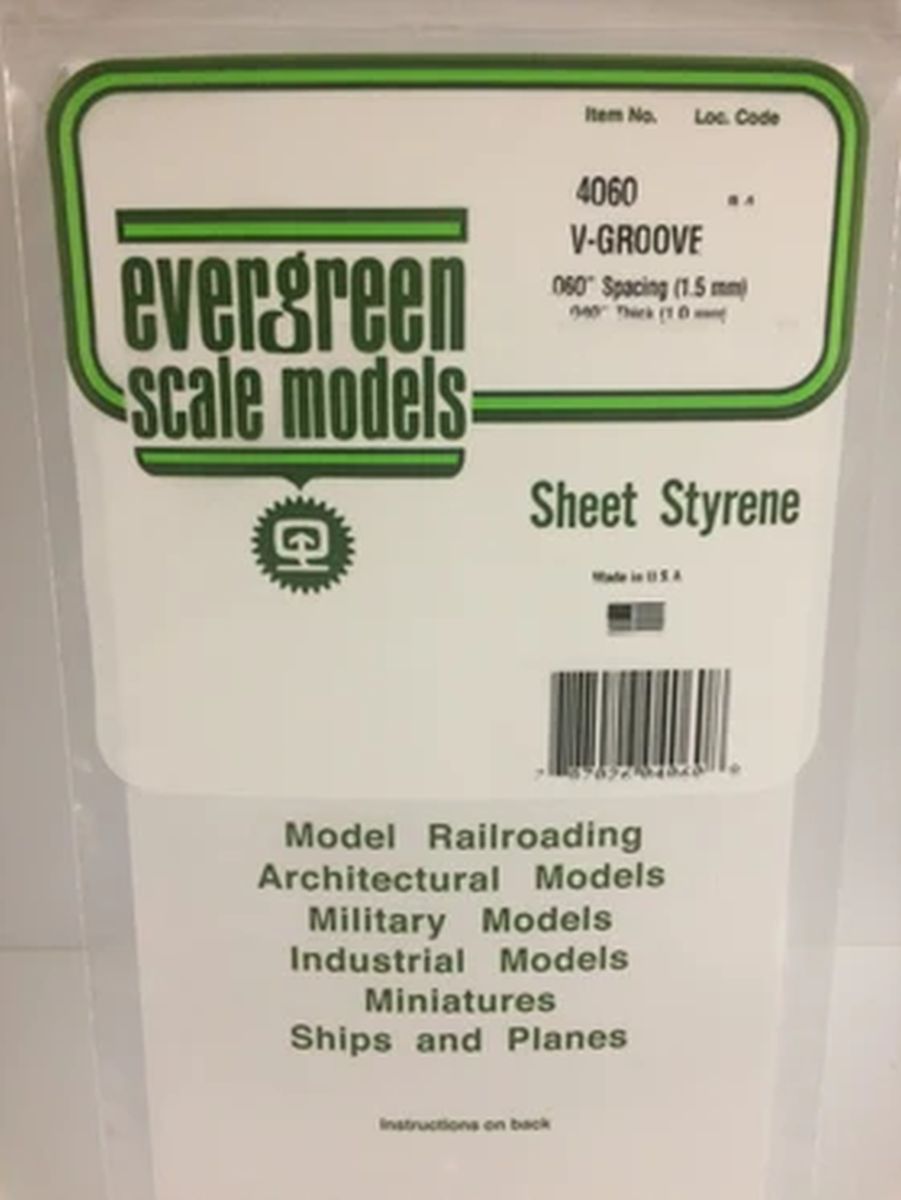 Evergreen Plastic 4060 V-Groove .060 sp