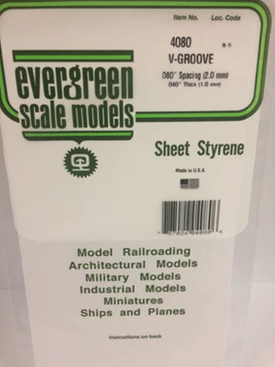 Evergreen Plastic 4080 V-Groove .080  sp