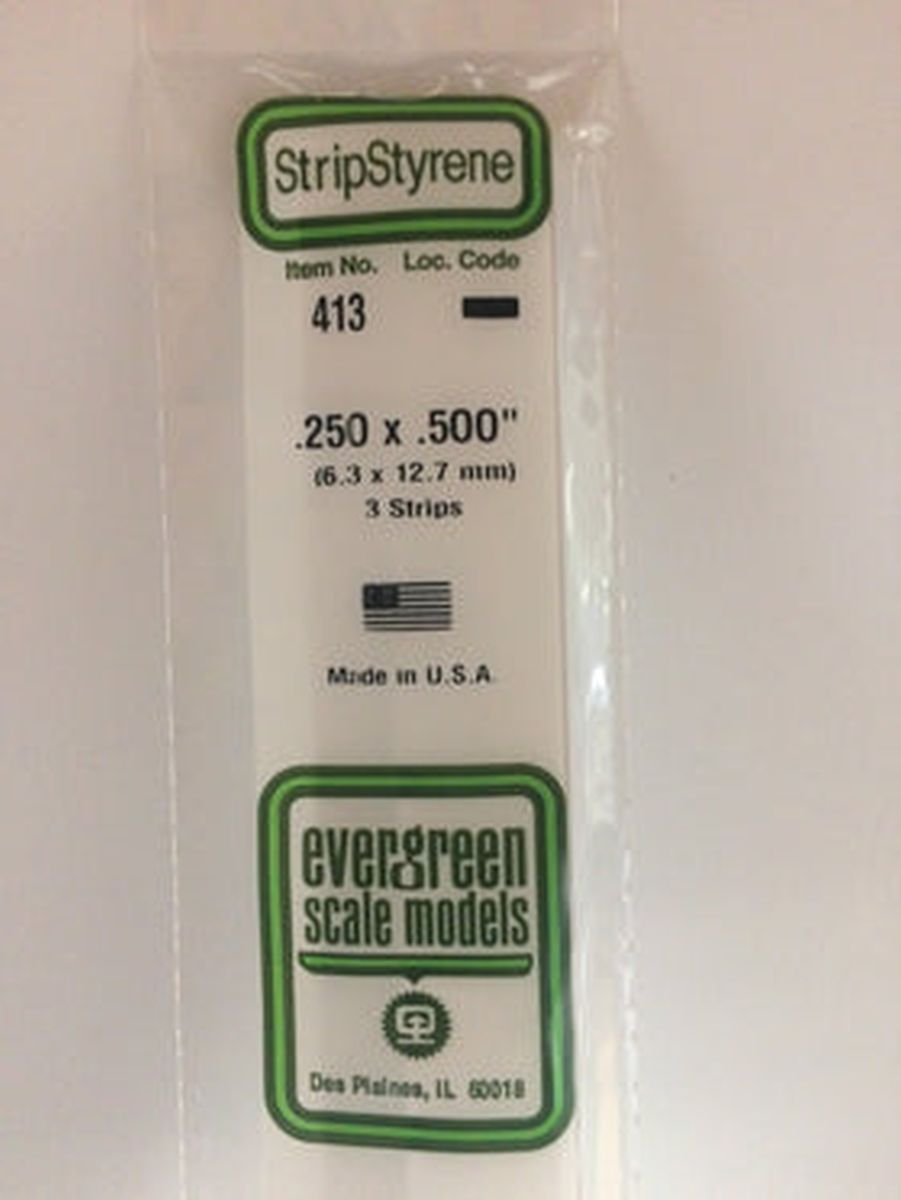 Evergreen Plastic 413 .250  x .500  (3)