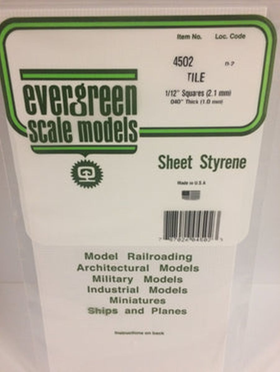 Evergreen Plastic 4502 Square Tile 1/12 x 1/12