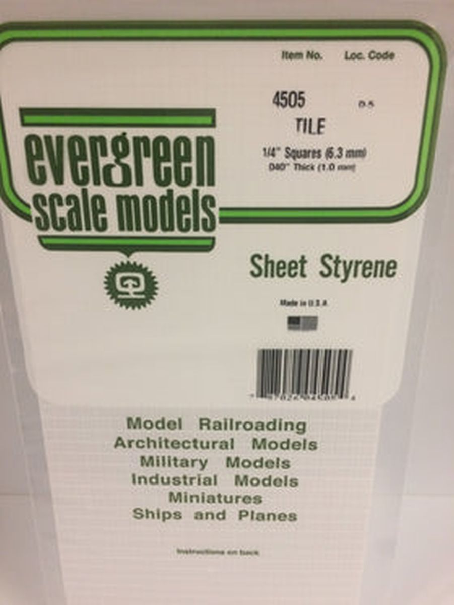 Evergreen Plastic 4505 Square Tile 1/4 x 1/4