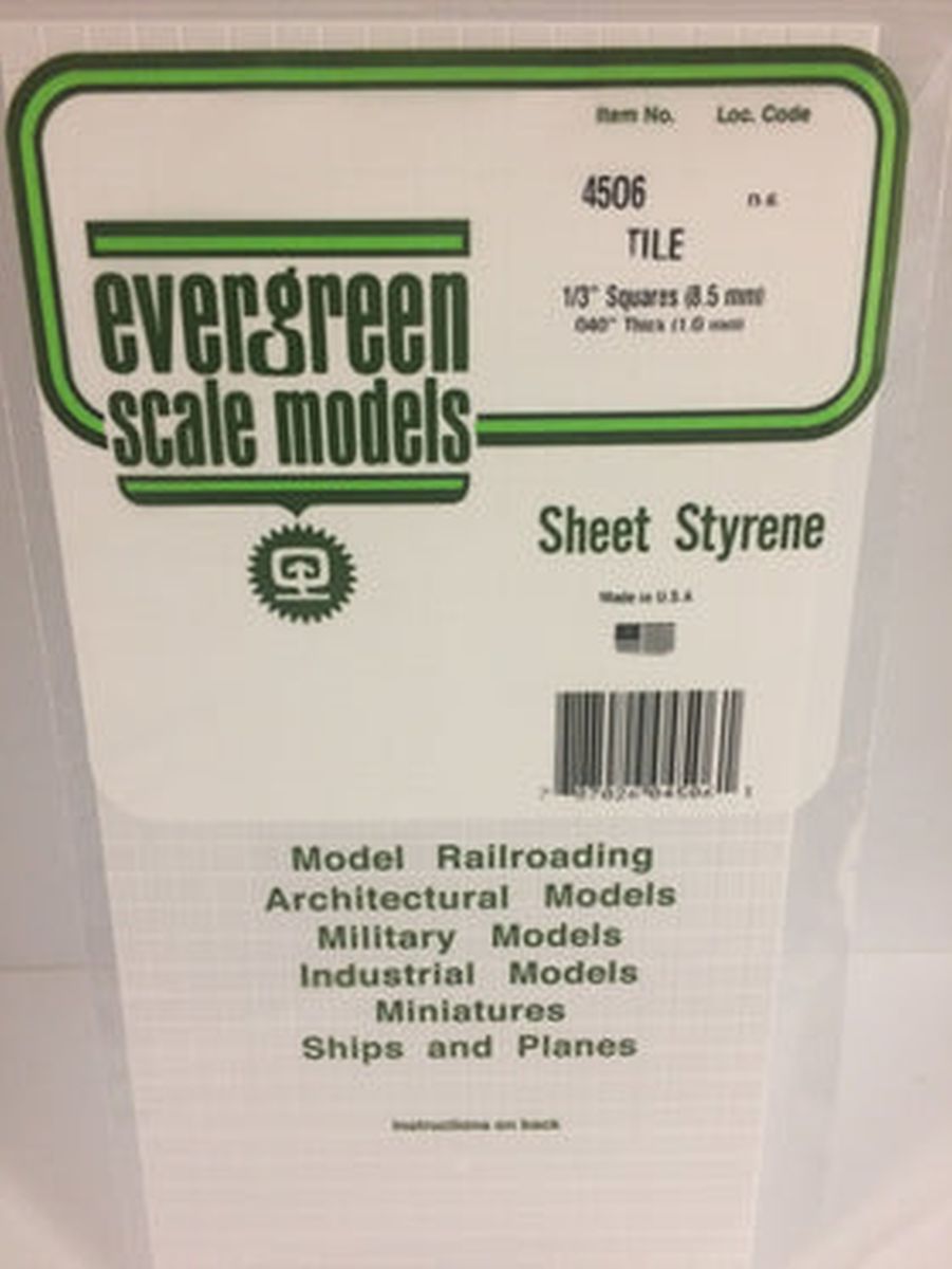 Evergreen Plastic 4506 Square Tile 1/3 x 1/4