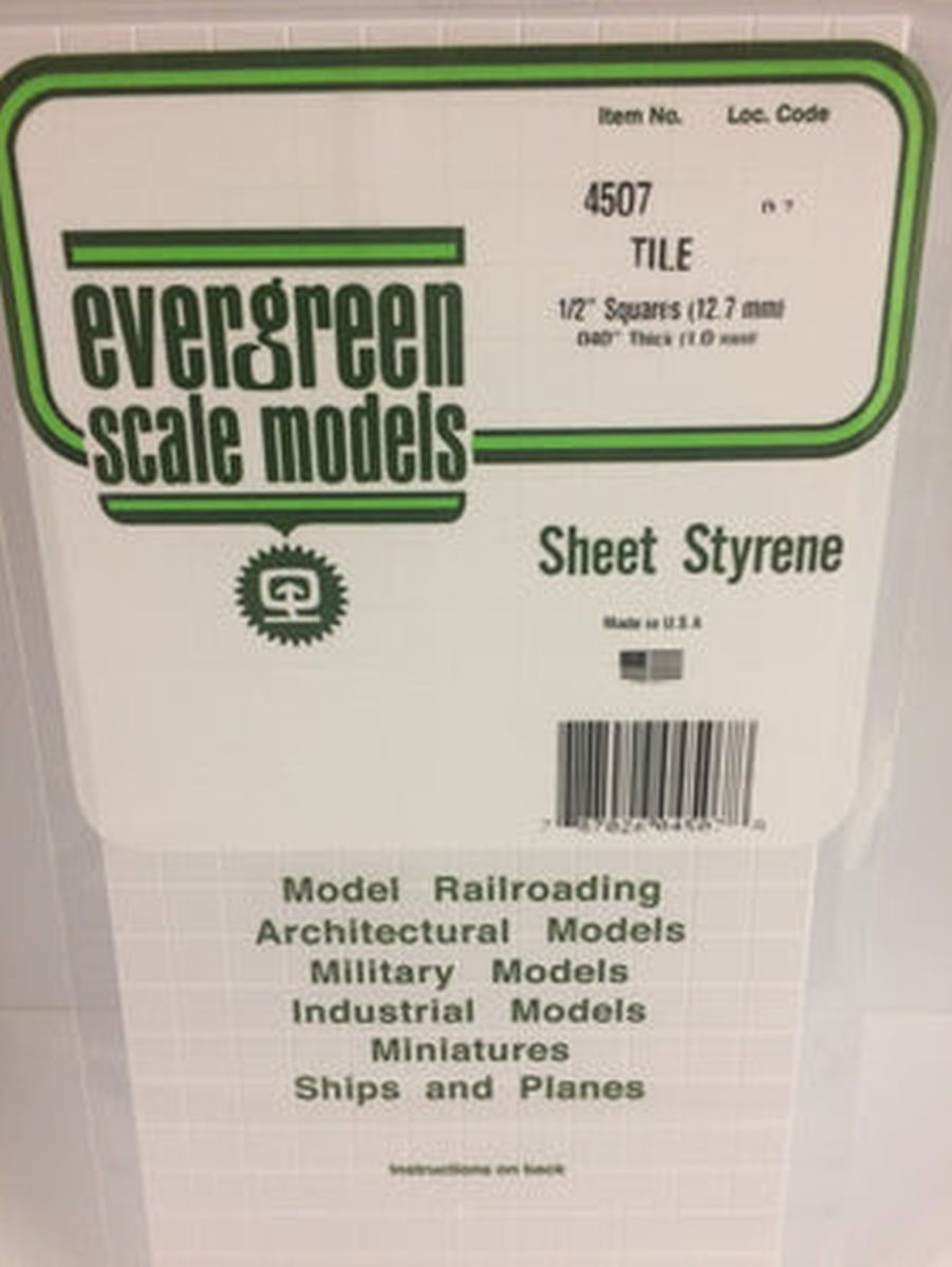 Evergreen Plastic 4507 Square Tile 1/2 x 1/3