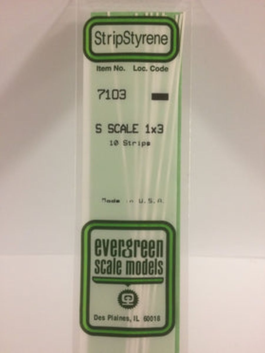 Evergreen Plastic 7103 S-Strips 1 x 3 (10)