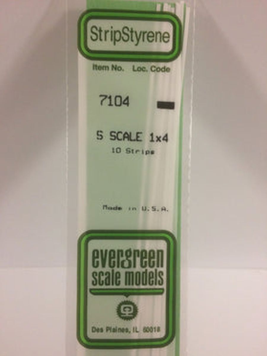 Evergreen Plastic 7104 S-Strips 1 x 4 (10)