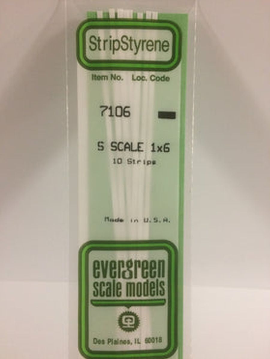 Evergreen Plastic 7106 S-Strips 1 x 6 (10)