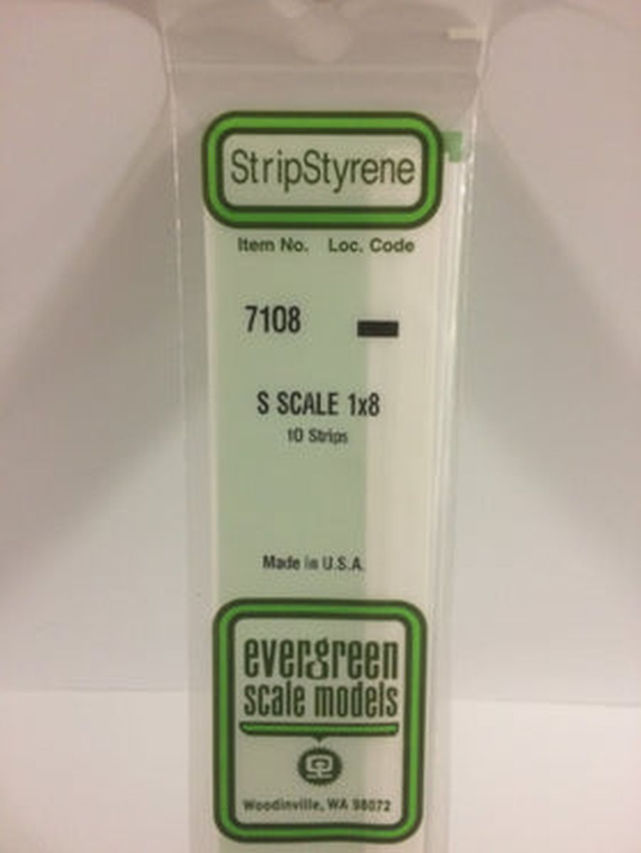 Evergreen Plastic 7108 S-Strips 1 x 8 (10)