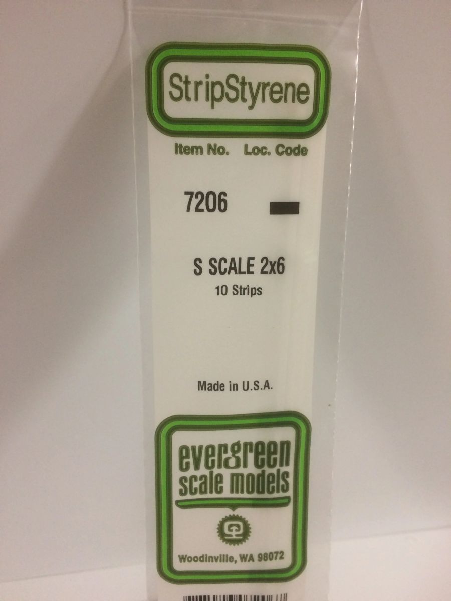 Evergreen Plastic 7206 S-Strips 2 x 6 (10)