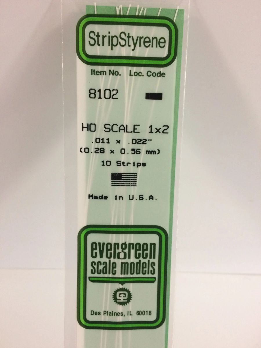 Evergreen Plastic 8102 HO-Strip 1 x 2 (10)