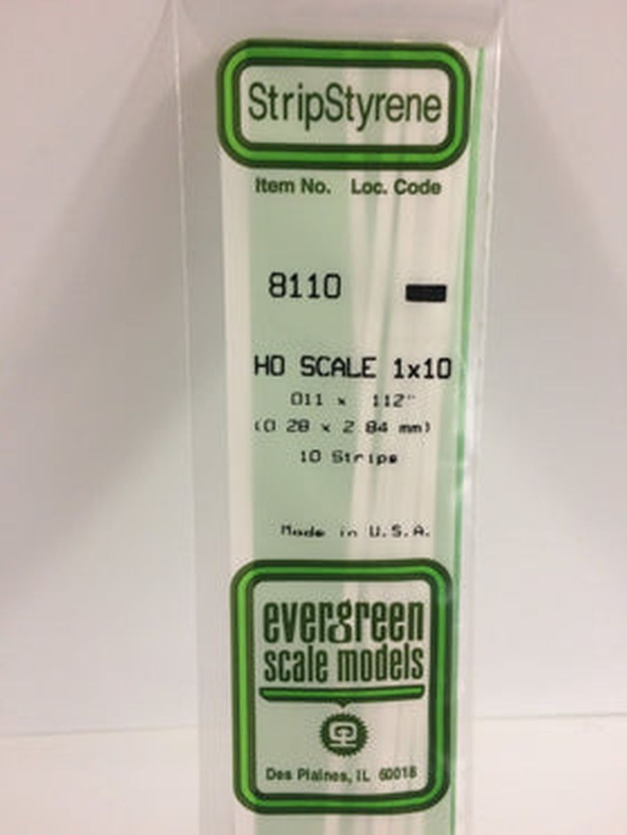 Evergreen Plastic 8110 HO-Strip 1 x10 (10)