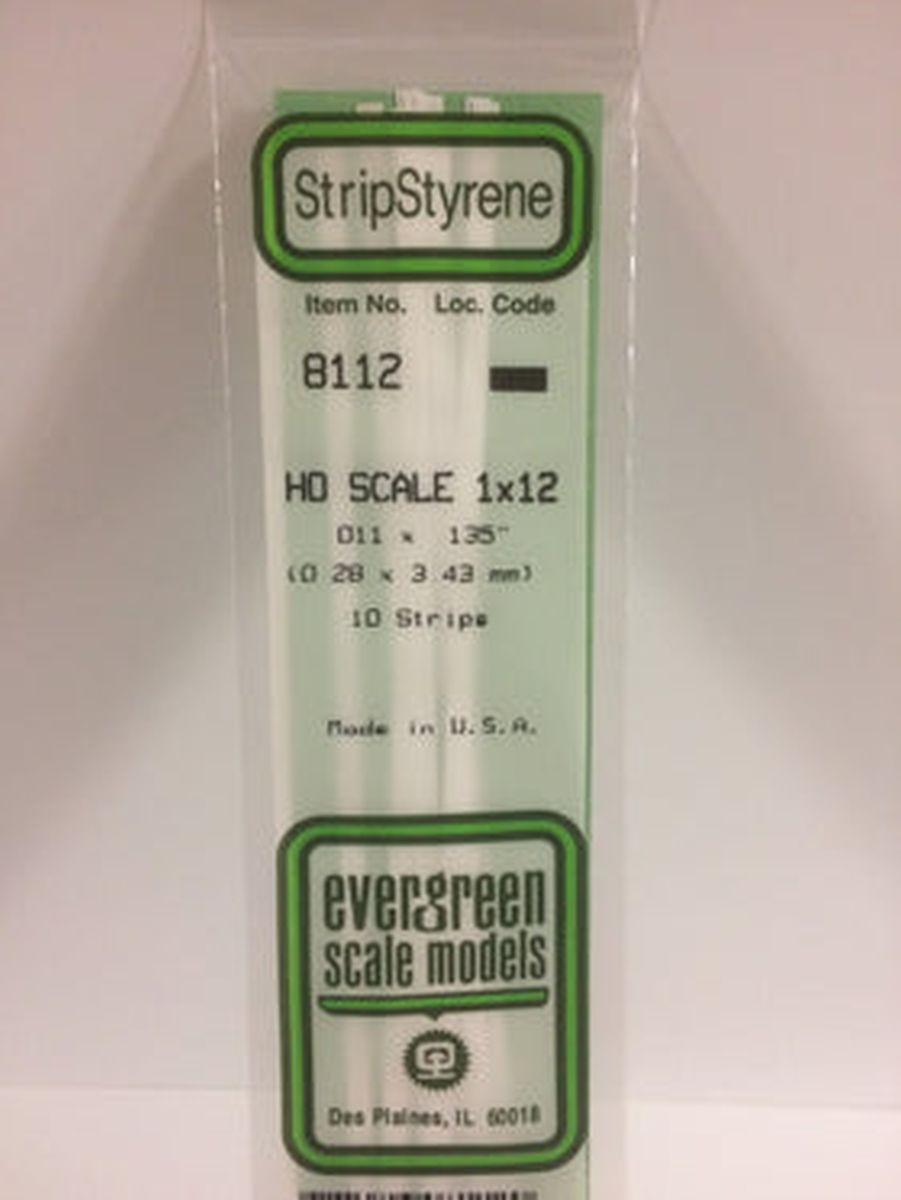 Evergreen Plastic 8112 HO-Strip 1 x12 (10)