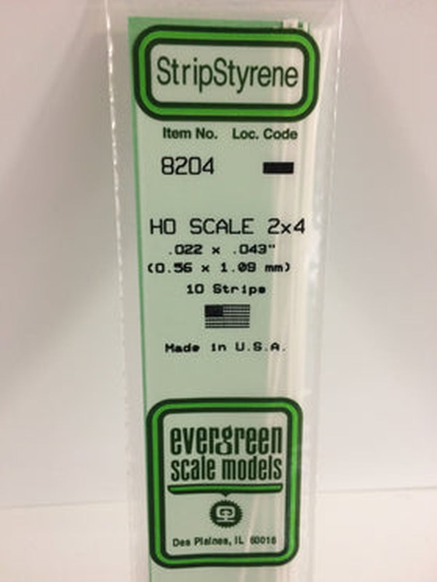 Evergreen Plastic 8204 HO-Strip 2 x 4 (10)