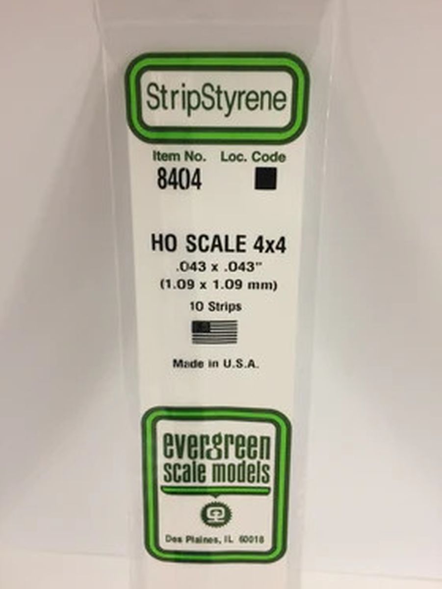 Evergreen Plastic 8404 HO-Strip 4 x 4 (10)