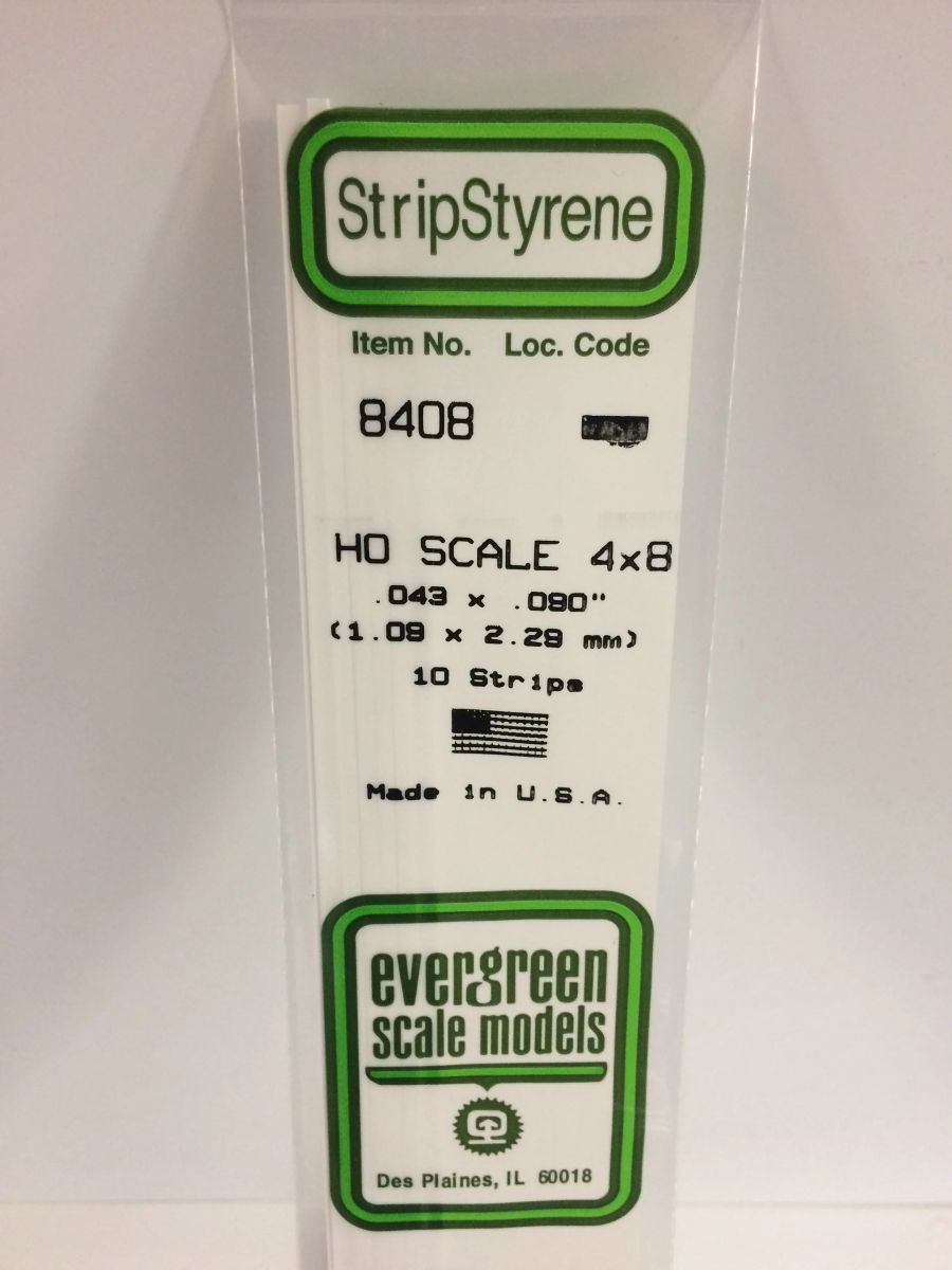 Evergreen Plastic 8408 HO-Strip 4 x 8 (10)