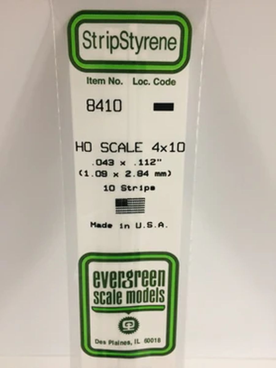 Evergreen Plastic 8410 HO-Strip 4 x10 (10)