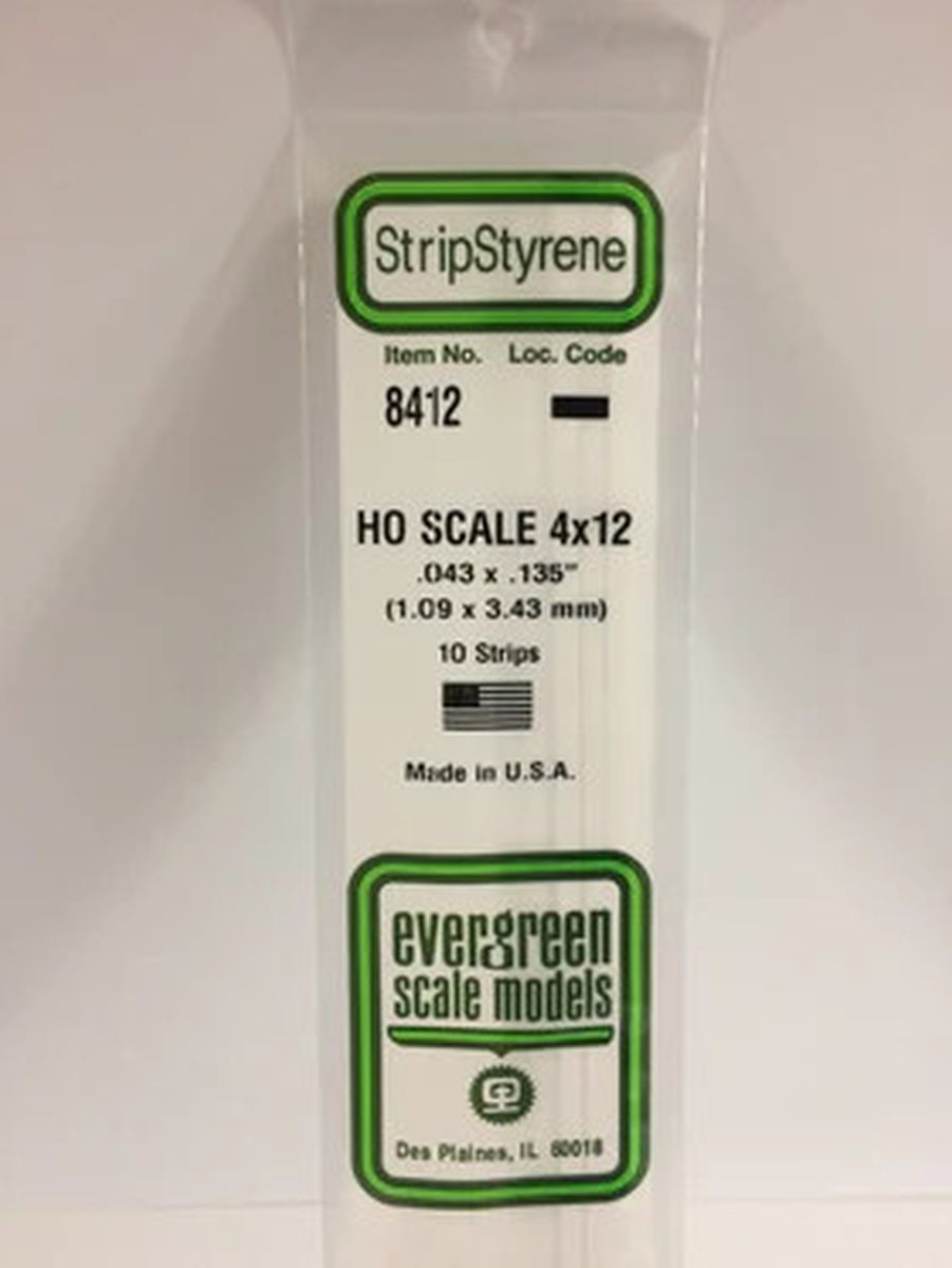 Evergreen Plastic 8412 HO-Strip 4 x12 (10)