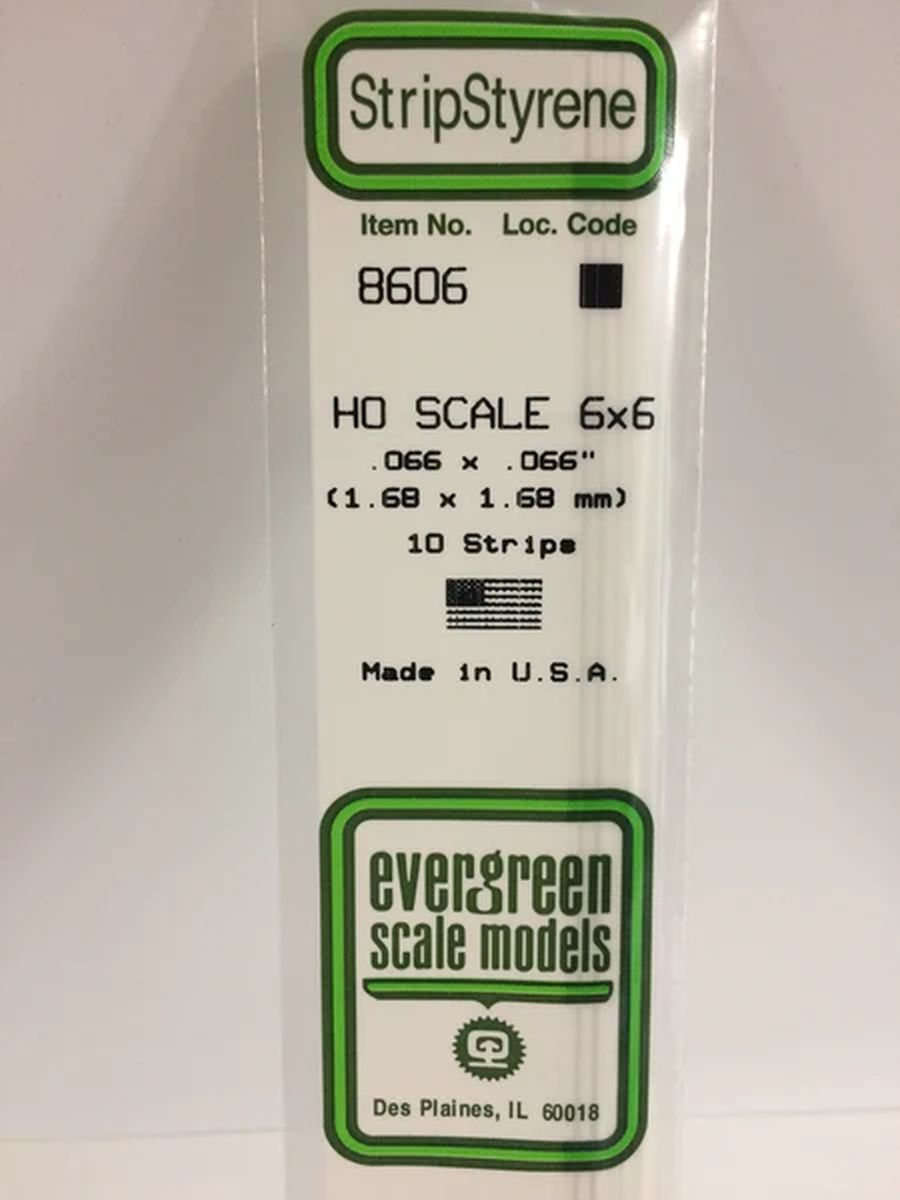 Evergreen Plastic 8606 HO-Strip 6 x 6 (10)