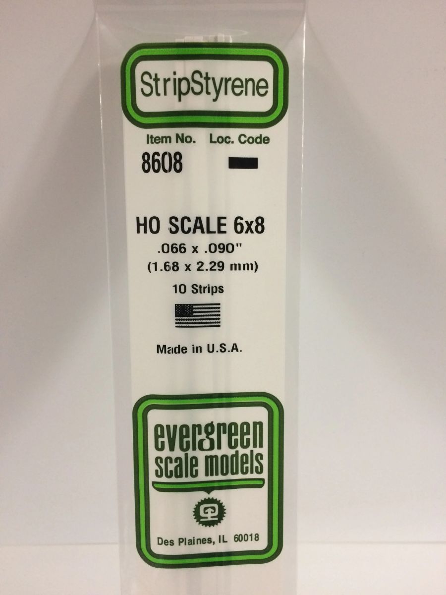 Evergreen Plastic 8608 HO-Strip 6 x 8 (10)