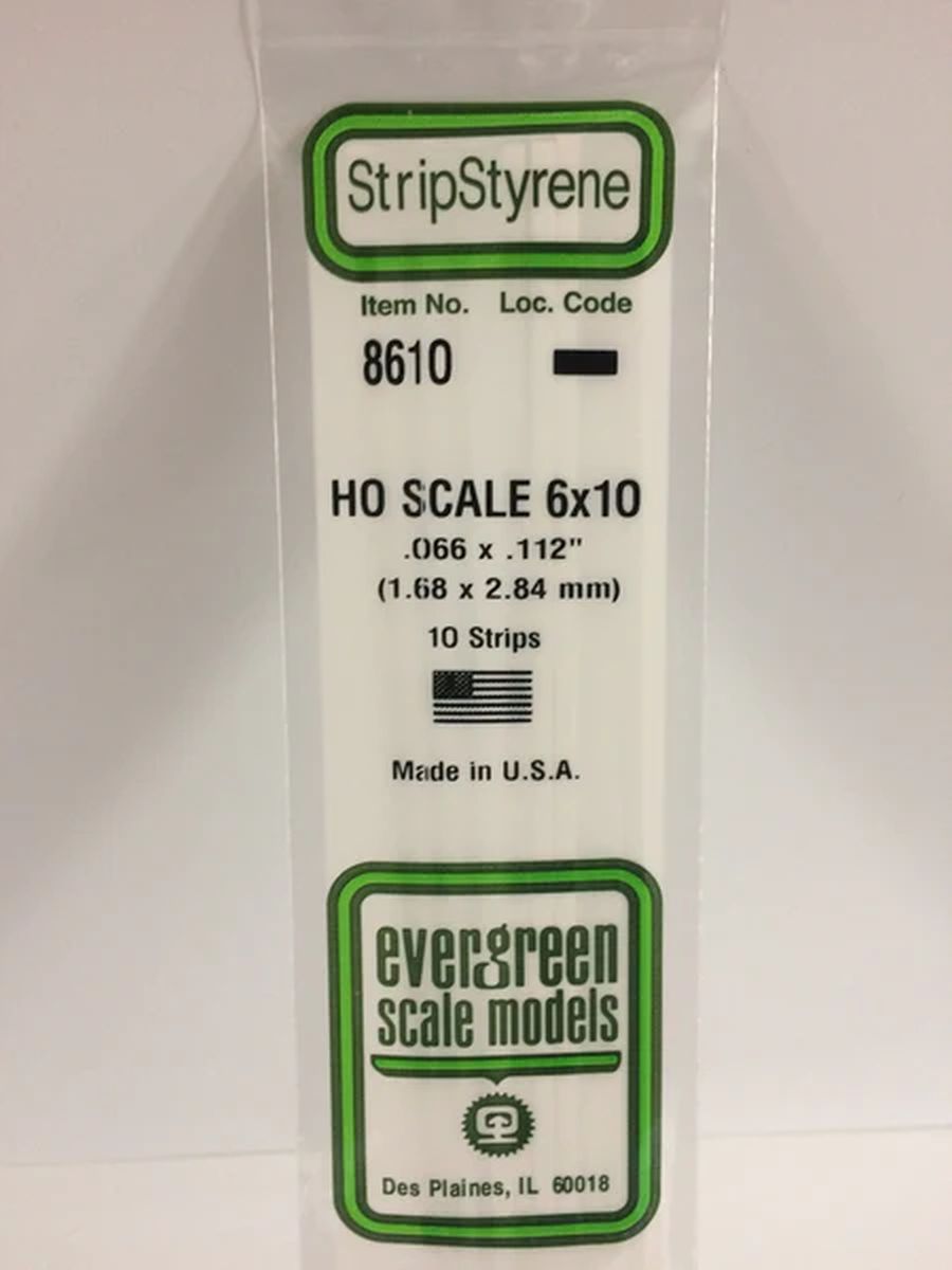 Evergreen Plastic 8610 HO-Strip 6 x10 (10)