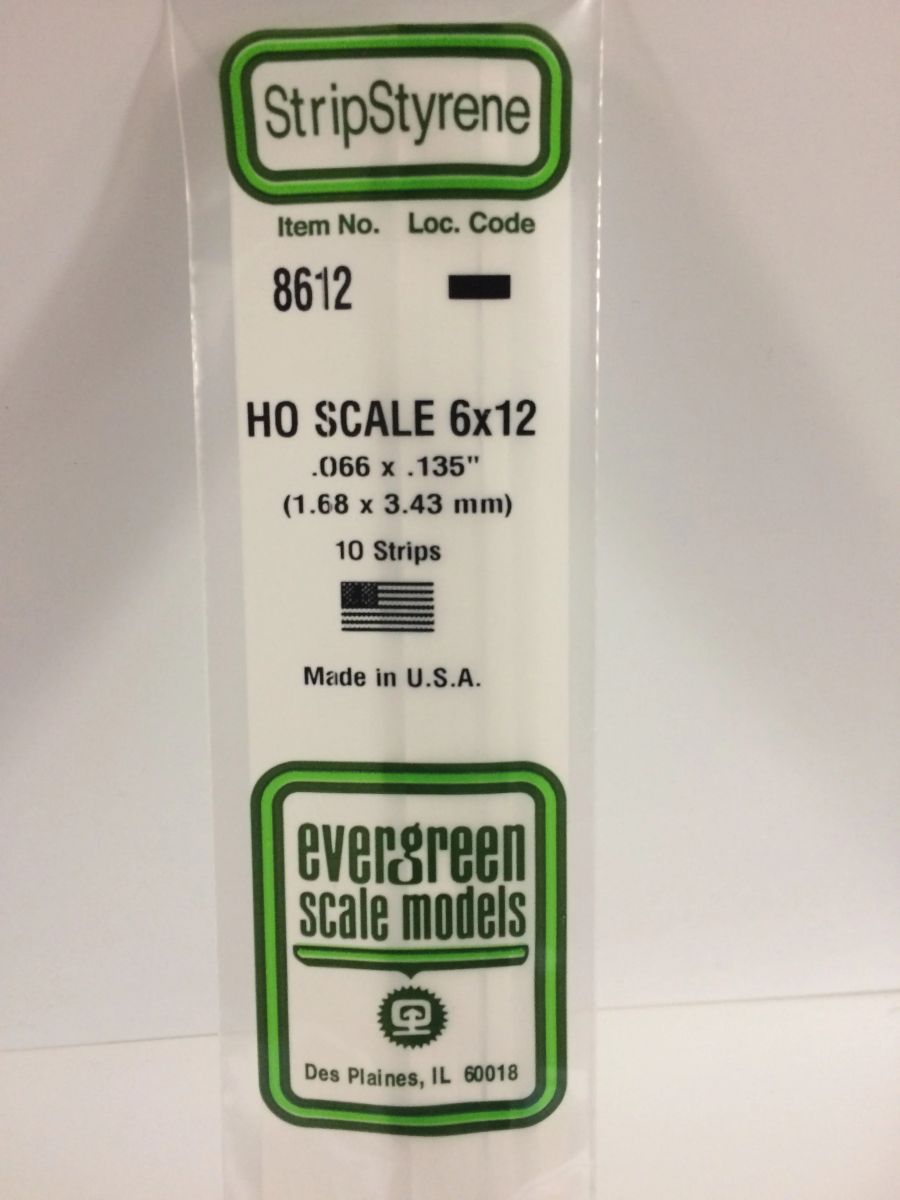 Evergreen Plastic 8612 HO-Strip 6 x12 (10)