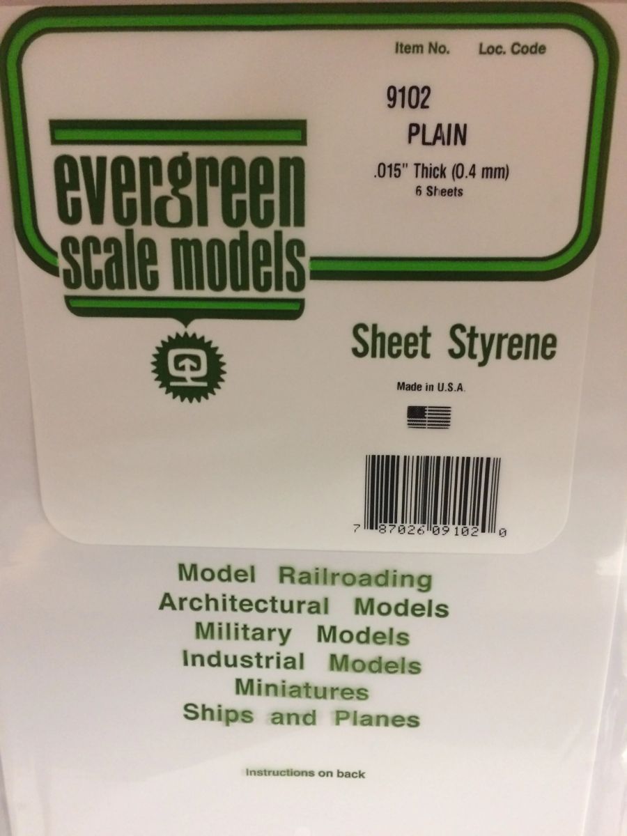 Evergreen Plastic 9102 .015  Thick (6)