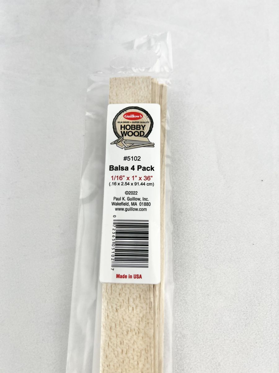 Guillows Model Company 5102 Balsa 1/16   x 1   x 36   4 per bag