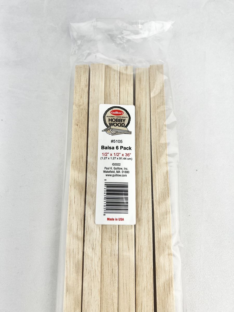 Guillows Model Company 5105 Balsa 1/2  x 1/2  x 36 - 6 per bag