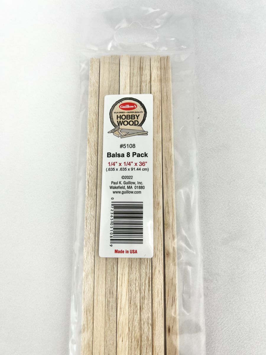 Guillows Model Company 5108 Balsa 1/4 x 1/4 x 36   8 per bag
