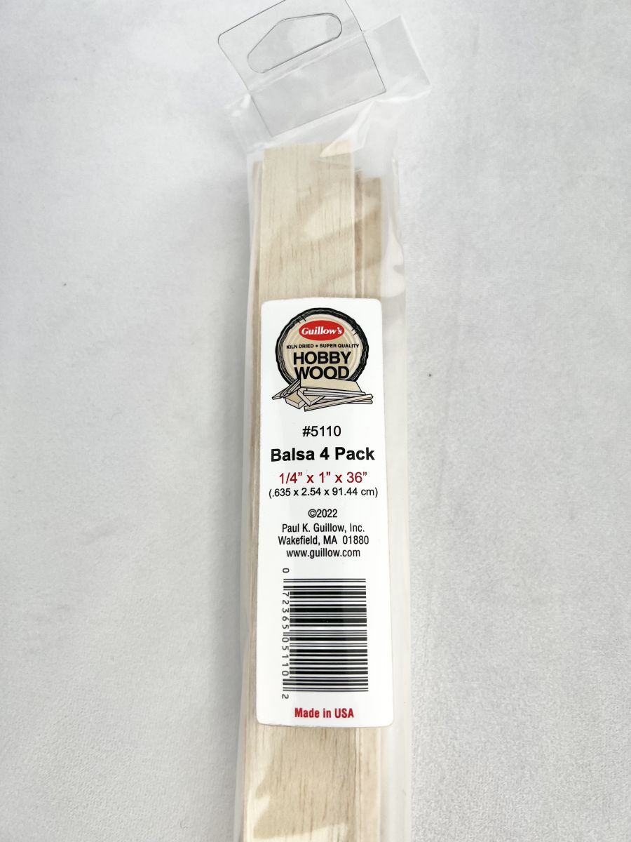 Guillows Model Company 5110 Balsa 1/4  x 1 x 36   4 per bag
