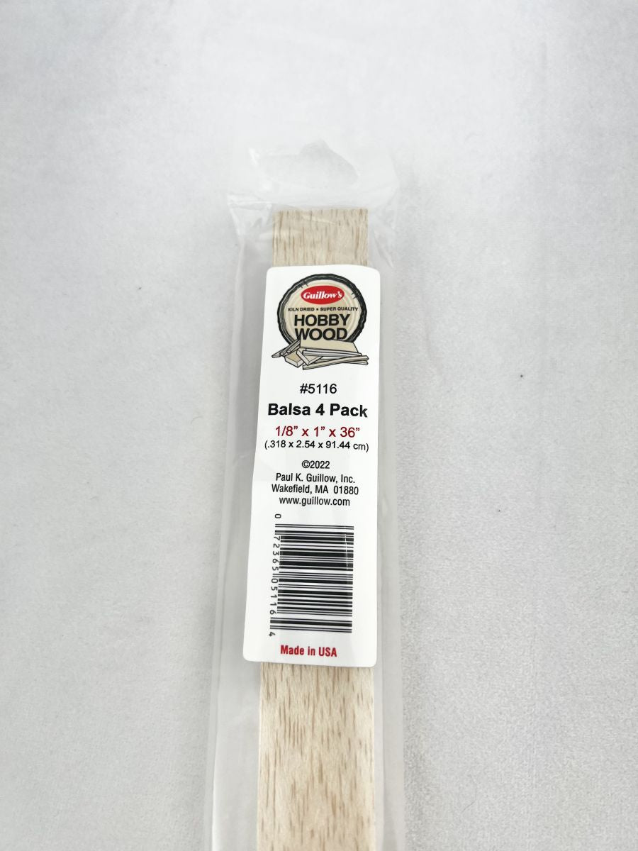 Guillows Model Company 5116 Balsa 1/8  x 1  x 36 - 4 per bag